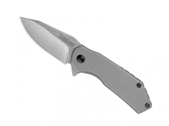 Kershaw ks.1375 Couteau  lame   acier 4Cr14,  manche 8,5 cm acier inox satiné, entret. Nylon/fibre de verre noir gris