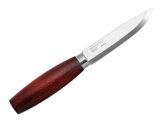morakniv 13604 Poignard  lame  acier carbone avec dos brut manche 10,5 cm  bouleau teinté  rouge