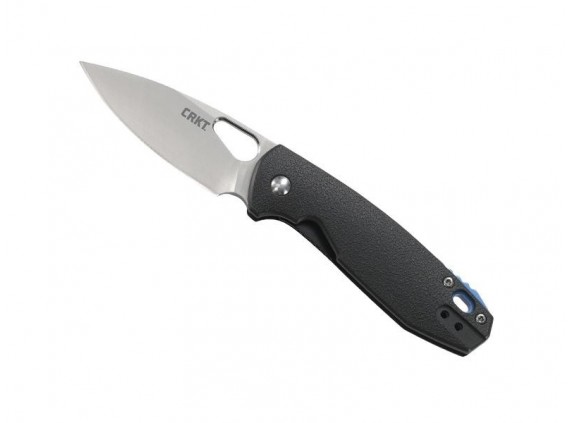 crkt 5390.cr Couteau  lame  acier 8Cr13MoV satiné à trou manche 9,5 cm nylon/fibre de verre noir, entretoise anodisé bleu noir