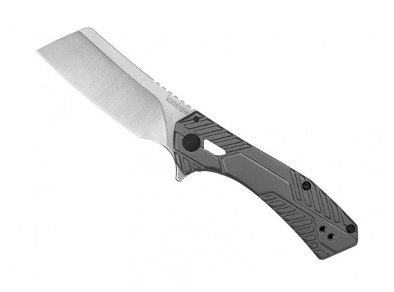 Kershaw ks.3445 Couteau lame  acier 8Cr13MoV satiné avec flipper  manche 10 cm  en acier inox revêtement PVD gris
