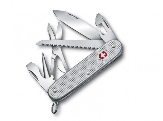 Victorinox 0.8271.26 Couteau  lame  acier inoxydable manche 9,3 cm  alox quadrillé teinte argent
