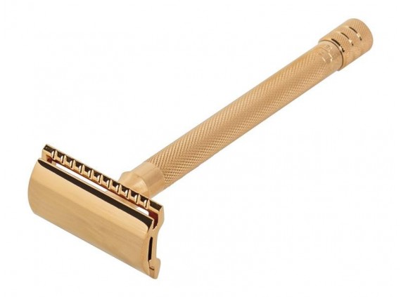 Merkur Solingen 24.003 Rasoir, peigne fermé, manche extra-long, métal revêtement DLC, vis courte doré rose