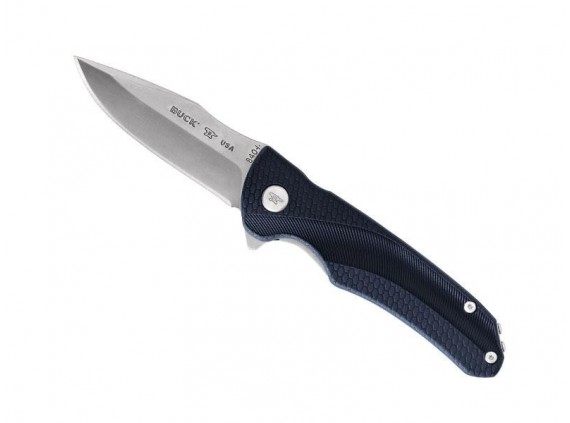bück 7840.bls Couteau  lame  acier 420 avec flipper manche 11 cm   nylon/fibre de verre, entretoise bleue bleu