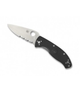 Spyderco c122psbk Couteau  lame  semi-dentée acier 8Cr13MoV, profil plat manche 11 cm   nylon/fibre de verre  noir