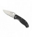 Spyderco c122psbk Couteau  lame  semi-dentée acier 8Cr13MoV, profil plat manche 11 cm   nylon/fibre de verre  noir