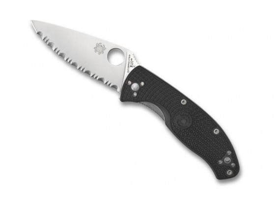 Spyderco c122sbk Couteau  lame  à dents acier 8Cr13MoV manche 11 cm   nylon/fibre de verre  noir