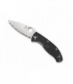 Spyderco c122sbk Couteau  lame  à dents acier 8Cr13MoV manche 11 cm   nylon/fibre de verre  noir