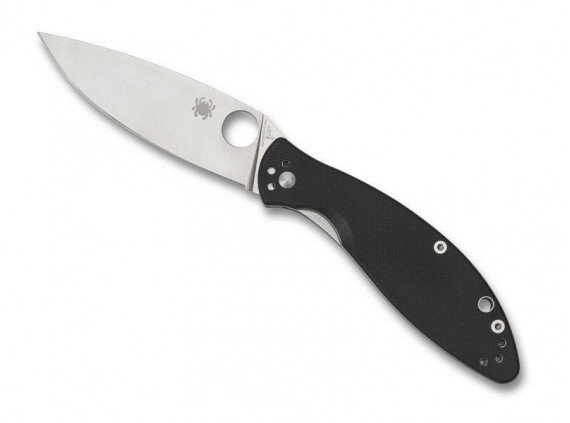 Spyderco c252gp Couteau  lame  acier 8Cr13MoV, profil plat manche 10 cm  G10 noir