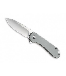 Civivi c907b Couteau lame 7,6 cm acier d2 satiné avec flipper manche 10 cm acier inox gris avec plaq. g10 gris