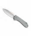 Civivi c907b Couteau lame 7,6 cm acier d2 satiné avec flipper manche 10 cm acier inox gris avec plaq. g10 gris