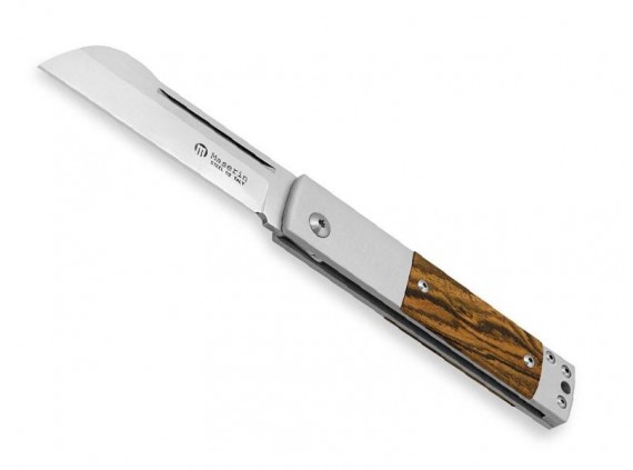 Maserin 165.bo Couteau  lame  pied de mouton acier D2 satiné manche 10,5 cm  alu. anodisé gris  plaquettes bocote