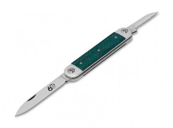 Maserin 195.mcb Couteau  lame  acier 420 manche 9 cm  aluminium anodisé noir avec plaquettes micarta bleu bleu