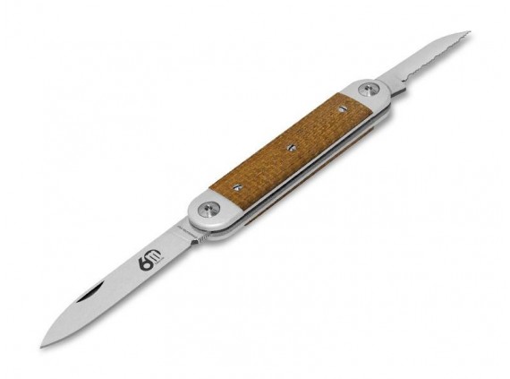 Maserin 195.mcg Couteau  lame  acier 420 manche 9 cm  aluminium anodisé noir avec plaquettes micarta jaune jaune