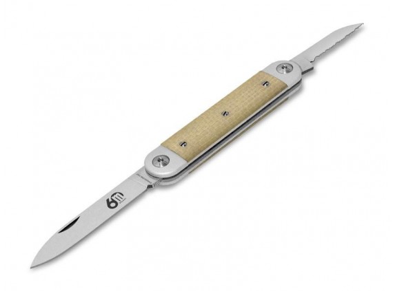 Maserin 195.mcw Couteau  lame  acier 420 manche 9 cm  aluminium anodisé noir avec plaquettes micarta blanc blanc