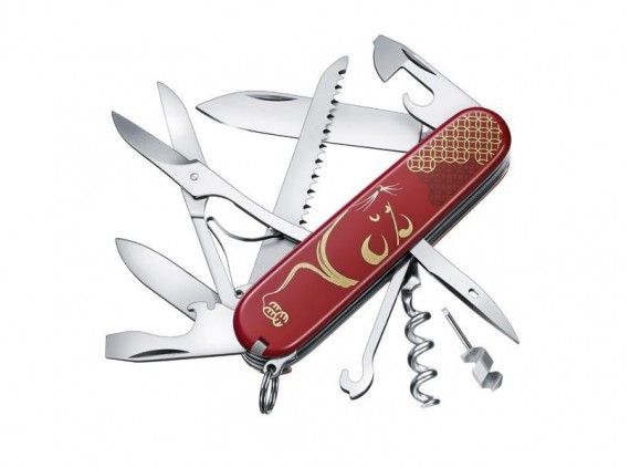 Victorinox 1.3714.e9 Couteau  lame  acier inoxydable manche 9,1 cm   en bakélite rouge avec décor rat chinois