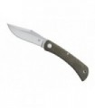 Fox Production fx.582 Couteau  lame  clip-point acier M390 Bohler satiné manche 8,5 cm   micarta vert/marron