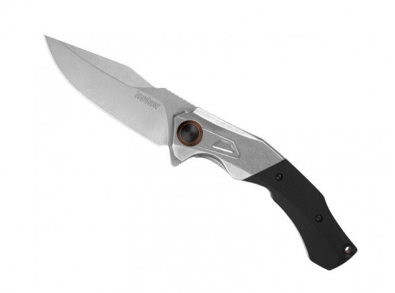 Kershaw ks.2075 Couteau  lame  acier D2  manche 12,5 cm   acier inox avec insert G10 noir au recto, pivot anodisé bronze noir