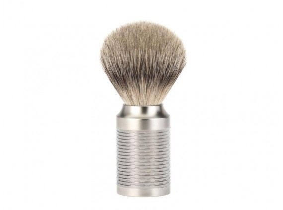 Mühle 091m94 Blaireau, pur argenté (silvertip badger), monture inox brossé