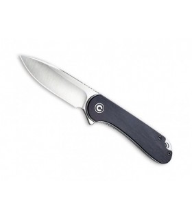 Civivi c907d Couteau lame 7,6 cm acier d2 satiné avec flipper manche 10 cm  acier inox gris avec plaq. ébène gris ébène