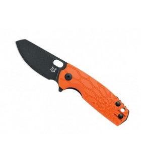 Fox Production fx.608or Couteau  lame  à trou acier n690Co finition blackwash manche 8,5 cm   frn orange