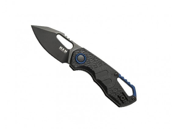 Mkm mk.fx033pbk Couteau lame  noire Clip point à trou acier N690Co  manche 9 cm  noir