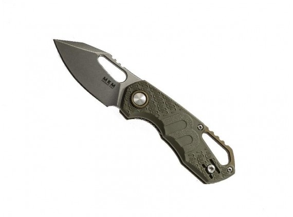Mkm mk.fx033pgr Couteau  lame  noire Clip point à trou acier N690Co  manche 9 cm  vert