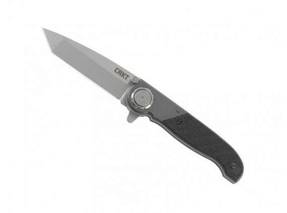 crkt 4002.cr Couteau lame  forme tanto acier 1.4116 satiné  manche 10 cm   nylon/fibre de verre, mitre alu. 6063 noir