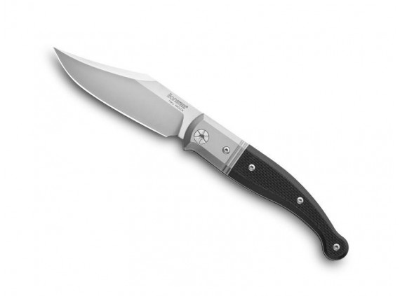 Lionsteel gt01.gbk Couteau  lame  acier Niolox satiné « slip joint » manche 11 cm   plaquettes G10, mitre titanium 6AL4V noir