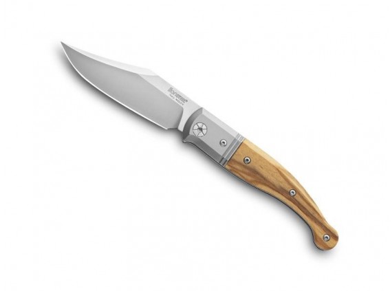 Lionsteel gt01.ul Couteau  lame  acier Niolox satiné « slip joint » manche 11 cm   plaquettes, mitre titanium 6AL4V olivier
