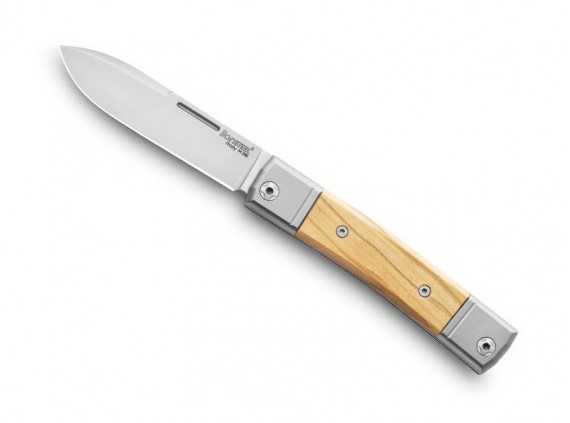 Lionsteel bm2.ul Couteau  lame  drop-point acier M390 Bohler  manche 9,5 cm  plaquette/mitres titanium 6AL4V olivier