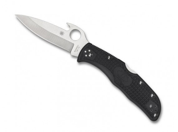 Spyderco c243pgyw Couteau  lame  acier VG-10 à cran avec crochet « WAVE » manche 12 cm  nylon/fibre de verre  gris