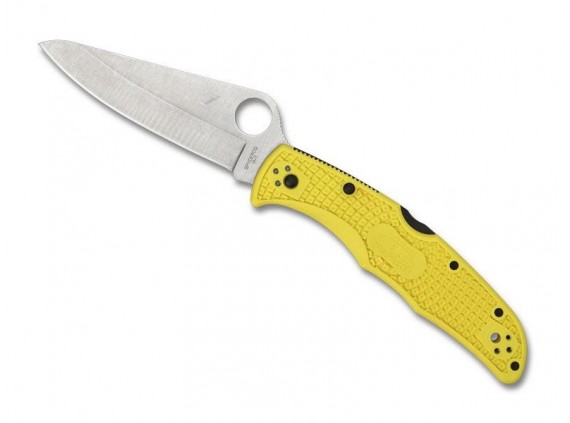 Spyderco c91pyl2 Couteau  lame  acier H-1 profil évidé manche 12,5 cm   nylon/fibre de verre jaune