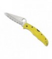 Spyderco c91syl2 Couteau  lame  à dents acier H-1 profil évidé manche 12,5 cm   nylon/fibre de verre jaune