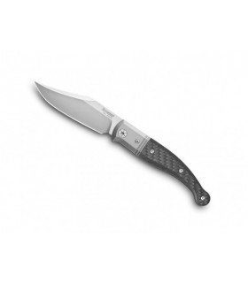 Lionsteel gt01.cf Couteau  lame  acier Niolox satiné slip joint manche 11 cm plaquette fibre carbone, mitre titanium 6AL4V noir