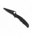 Spyderco c91sbbk2 Couteau  lame  à dents acier H-1 revêt. nitrure titane  manche 12,5 cm   nylon/fibre de verre noir
