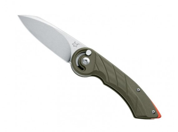 Fox Production fx.550g10od Couteau  lame  acier N690Co «stonewashed» manche 11,5 cm   G10, entretoise G10 orange vert