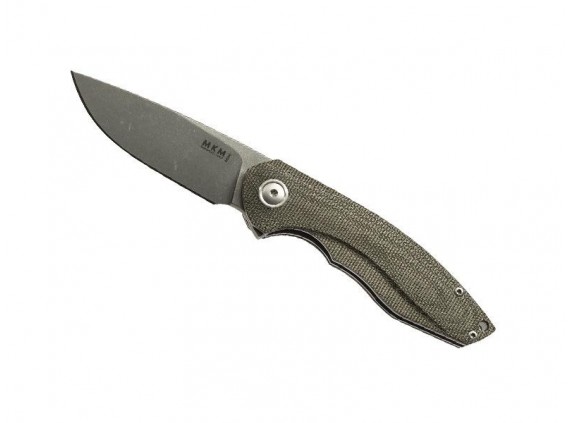 mkm mk.vp02gc Couteau  lame  acier M390 Bohler finit. «stonewashed» manche 10,5 cm   micarta, pivot titanium anodisé gris vert