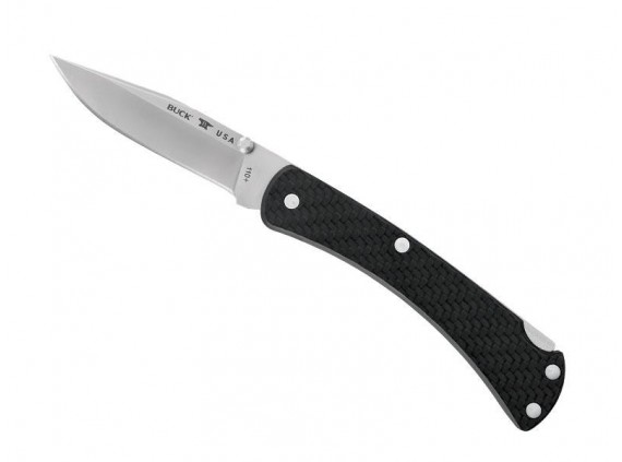 bück 7110.cfsle Couteau  lame  acier S35VN à cran et à bouton double manche 12,5 cm   fibre de carbone noir