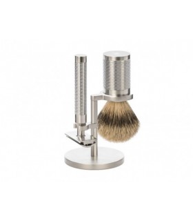 Mühle s091m94 Set 3 pièces de rasage, rasoir et monture du blaireau inox brossé