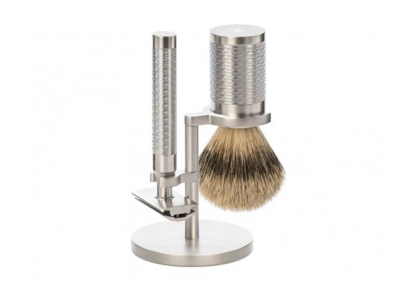 Mühle s091m94 Set 3 pièces de rasage, rasoir et monture du blaireau inox brossé