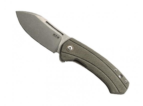 Mkm mk.ls02gct Couteau lame acier M390 Bohler  manche 10,5 cm   micarta recto/titanium 6AL4V gris verso, entretoise/clip  vert