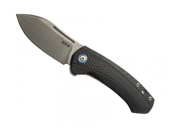 Mkm mk.ls02gtbk Couteau  lame acier M390 Bohler  manche 10,5 cm   G10/titan.6AL4V gris vert, pivot titan anodisé.bleu, gris noir