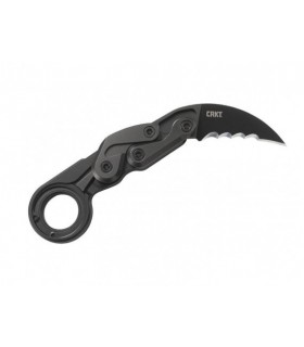 crkt 4040v.cr Couteau  lame  Hawkbill à dents acier D2 revêtement nitrure de titane noir manche 12,5 cm   aluminium 6061 noir