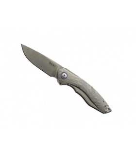 Mkm mk.vp02t3 Couteau  lame  acier M390 Bohler  manche 10,5 cm  titanium 6AL4V anodisé gris, entretoise/clip titanium bleu