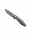 Mkm mk.vp02t3bb Couteau  lame  acier M390 Bohler  manche 10,5 cm   titanium 6AL4V bleu/bronze, entretoise/clip titanium bronze
