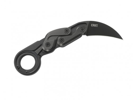 crkt 4042.cr Couteau  lame  Hawkbill acier D2 revêtement nitrure de titane noir manche 12,5 cm   aluminium 6061 noir
