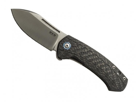 mkm mk.ls02ct Couteau  lame acier M390 Bohler   manche 10,5 cm  fibre carbone noir recto/titanium gris verso titanium bleu
