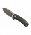 mkm mk.ls02ct Couteau  lame acier M390 Bohler   manche 10,5 cm  fibre carbone noir recto/titanium gris verso titanium bleu