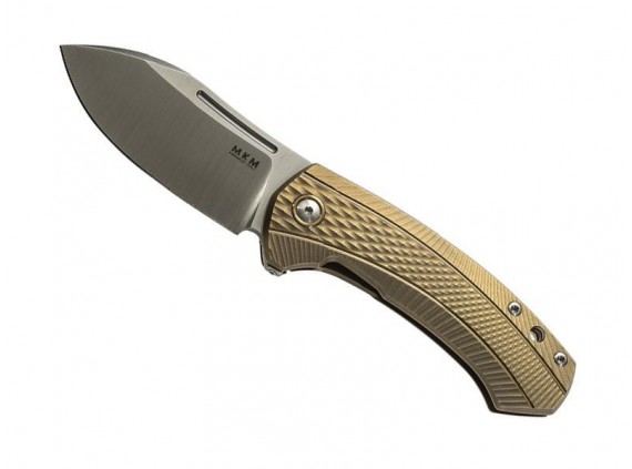 mkm mk.ls02tbr Couteau  lame acier M390 Bohler satiné  manche 10,5 cm  titanium 6AL4V bronzé, entretoise, clip titanium bronze