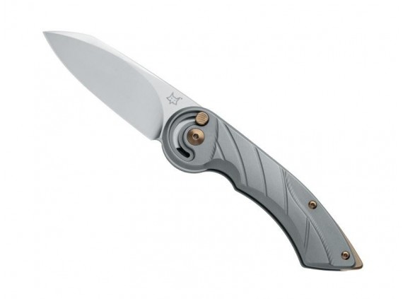 Fox Production fx.550ti Couteau lame  acier M390 Bohler  manche 11,5 cm   titanium Anodisé gris, clip, pivot/vis titanium